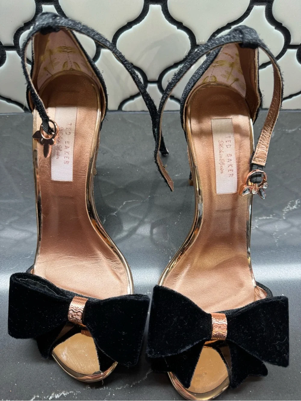 Ted Baker Black Velvet Bow Heels